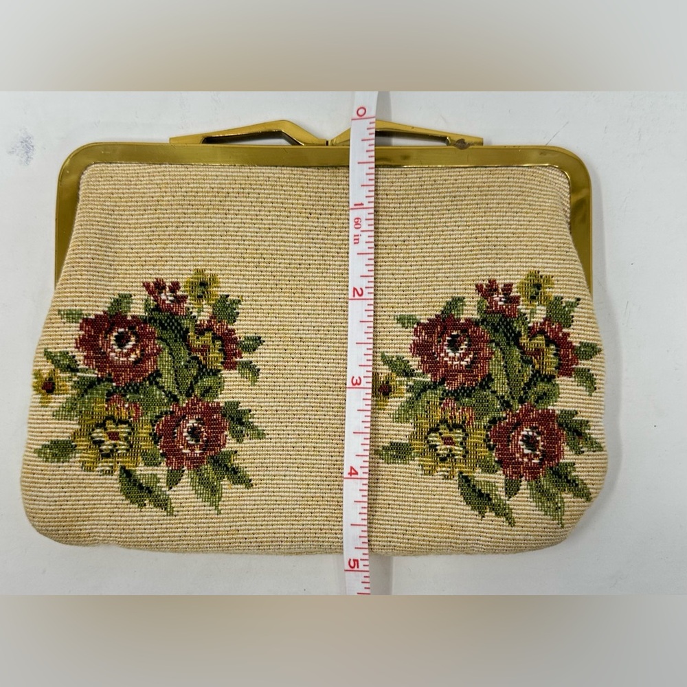 Vintage Neiman Marcus Floral Petit Point Coin Purse Bag - Picture 4 of 5
